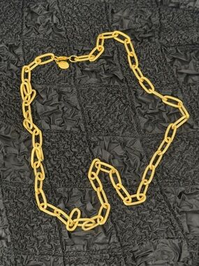 Susan Shaw Brushed Gold Chunky Paperclip Chain Necklace, Stackable 31” Long